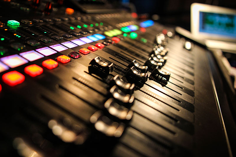 audio visual equipment board in a studio